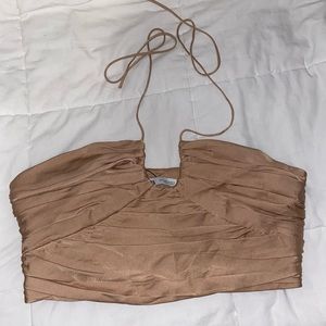 Gold halter tie top from ZARA